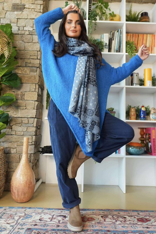  Big Softie Super Slant Knit Jumper Sapphire 